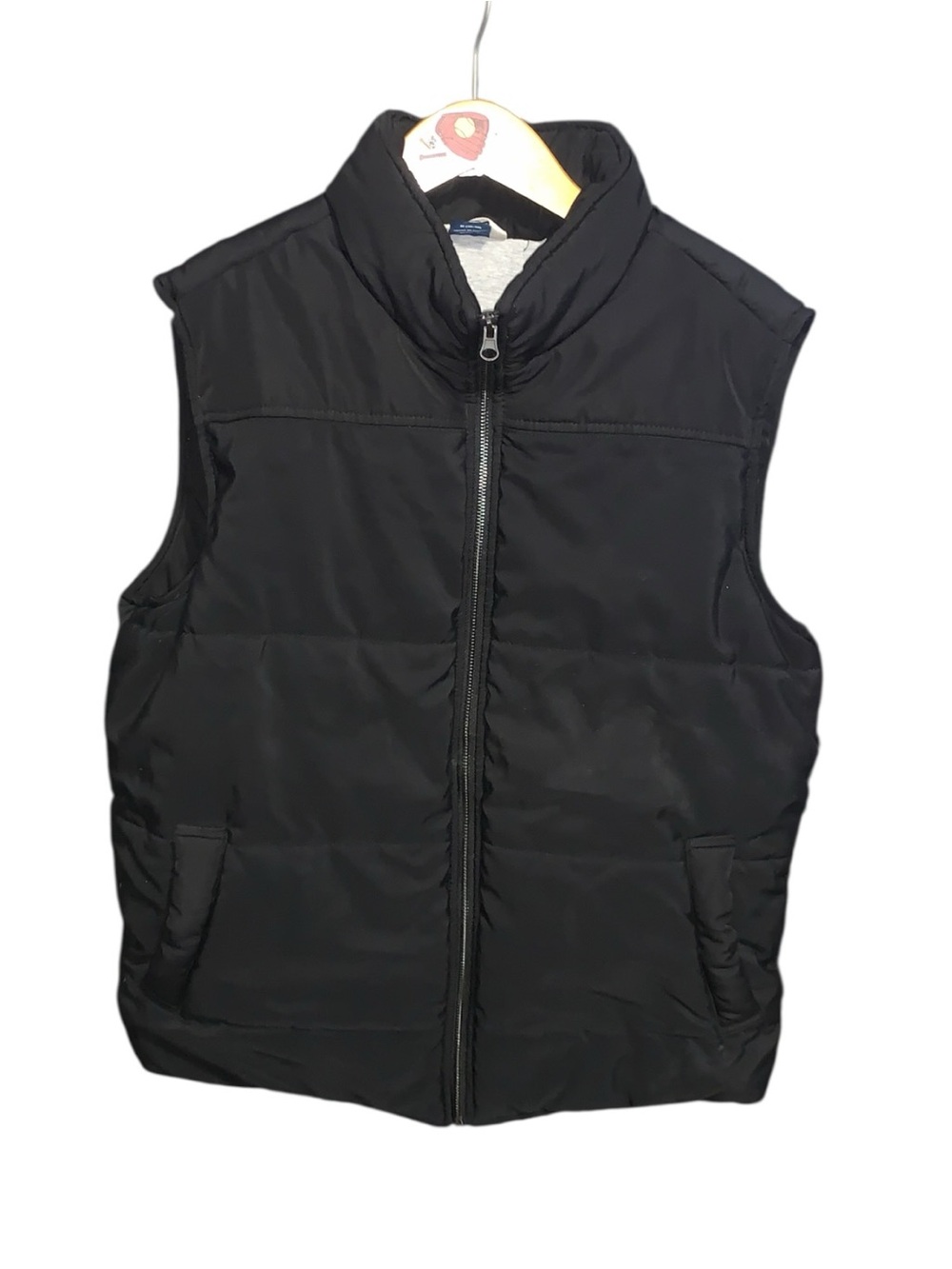 George Men's Black Puffer Vest Jacket Cotton Insulated Pockets Zip Up